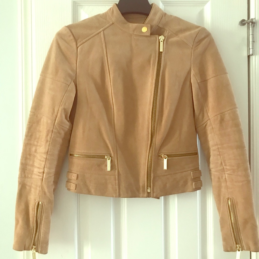 Michael Kors SUEDE beige ZIP MOTO jacket